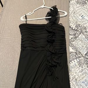 Black floor length strapless formal